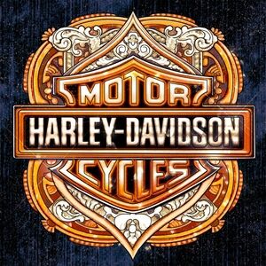 Harley-Davidson Vintage Orange and Black Wall Art